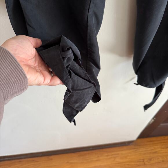 SAMANTHA DRU | Anthropologie Black Cupro Tie Ankle Split Pants medium Minimalist - Picture 5 of 7
